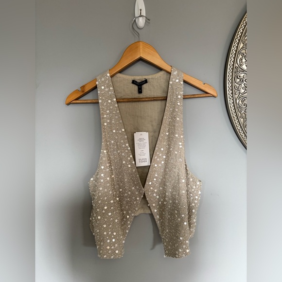 Eileen Fisher Jackets & Blazers - New Eileen Fisher 100% Silk Sequin Encrusted Matka Vest size medium